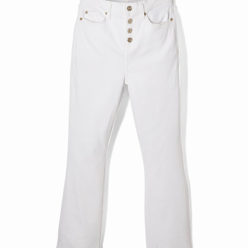 7 For All Mankind White Flare Wide Leg Jeans